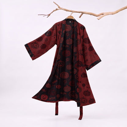 Gruseliger Kürbis-Bonbon-Baumwollkimono - Rot - XXL - image 0