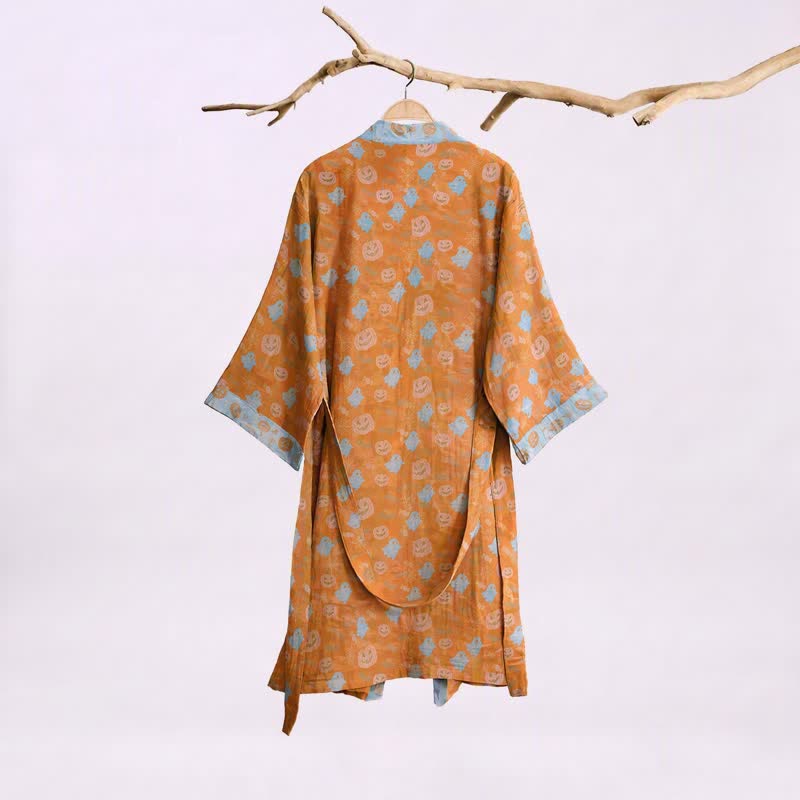 Mehrfarbiger Kürbis-Halloween-Baumwollkimono - image 1