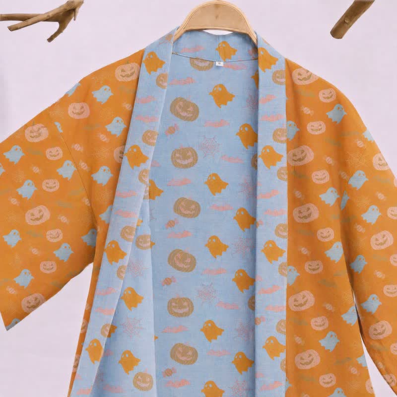 Mehrfarbiger Kürbis-Halloween-Baumwollkimono - image 2