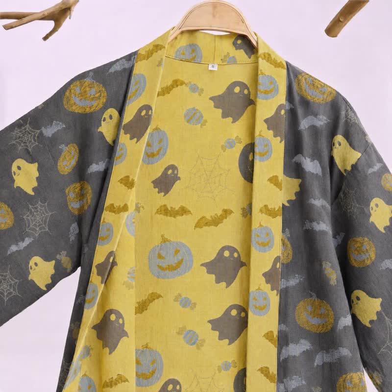 Mehrfarbiger Kürbis-Halloween-Baumwollkimono - image 17