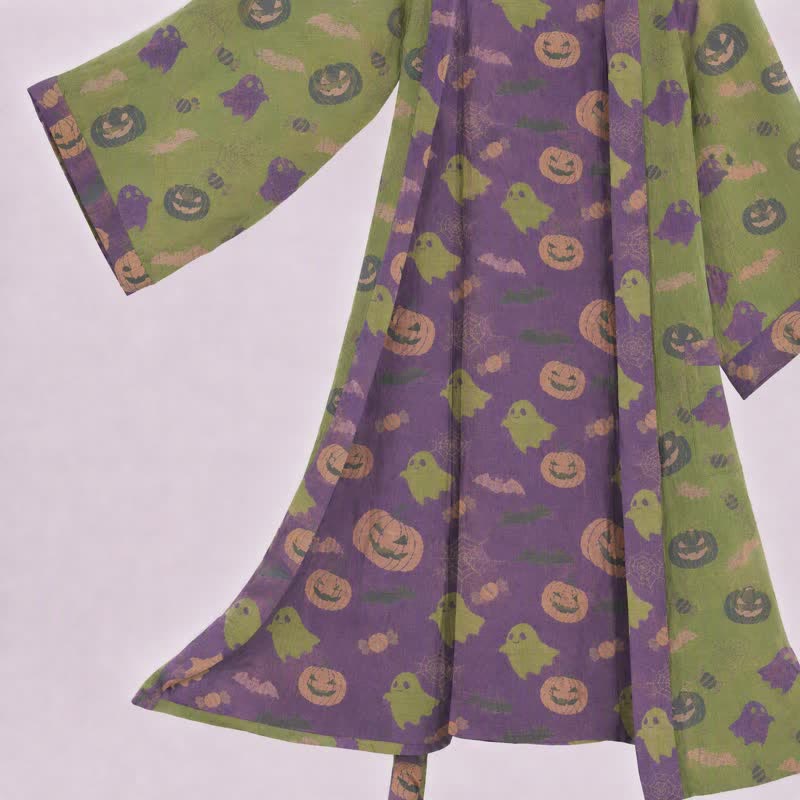 Mehrfarbiger Kürbis-Halloween-Baumwollkimono - image 38