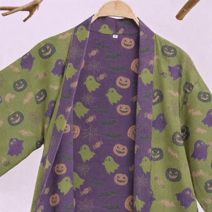 Mehrfarbiger Kürbis-Halloween-Baumwollkimono - image 37