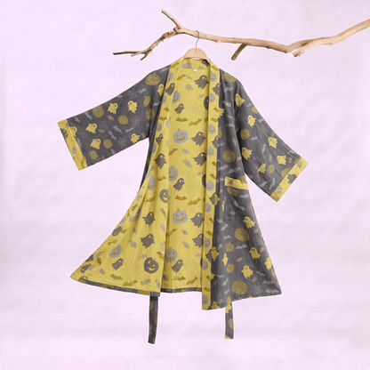 Mehrfarbiger Kürbis-Halloween-Baumwollkimono - Kaffee & Gelb - XXL - image 15