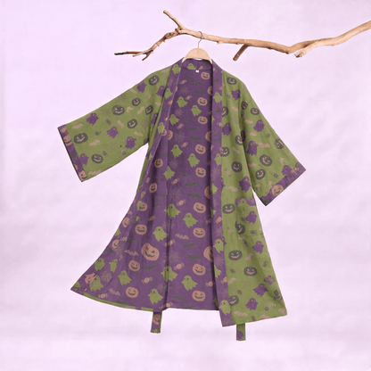 Mehrfarbiger Kürbis-Halloween-Baumwollkimono - Grün & Lila - XXL - image 35