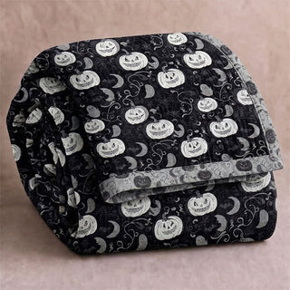 Wende-Baumwolldecke mit Halloween-Kürbis und -Geist - Schwarz - Decke - 98" x 94" - image 0