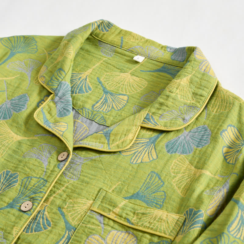 Naturinspiriertes Loungewear-Set aus Baumwolle mit Ginkgoblattmuster - image 5