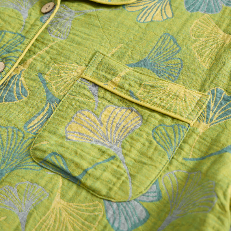 Naturinspiriertes Loungewear-Set aus Baumwolle mit Ginkgoblattmuster - image 6