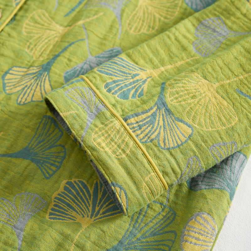 Naturinspiriertes Loungewear-Set aus Baumwolle mit Ginkgoblattmuster - image 8