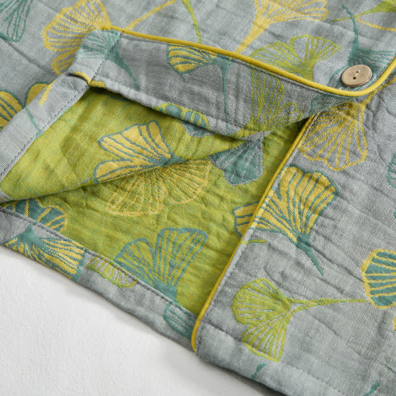 Naturinspiriertes Loungewear-Set aus Baumwolle mit Ginkgoblattmuster - image 17
