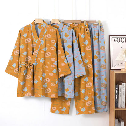 Halloween-Geister-Kürbis-Baumwollkimono-Pyjama-Set - image 0