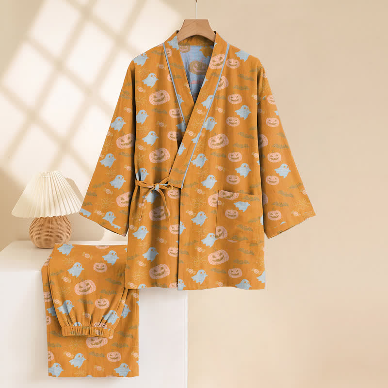 Halloween-Geister-Kürbis-Baumwollkimono-Pyjama-Set - image 3