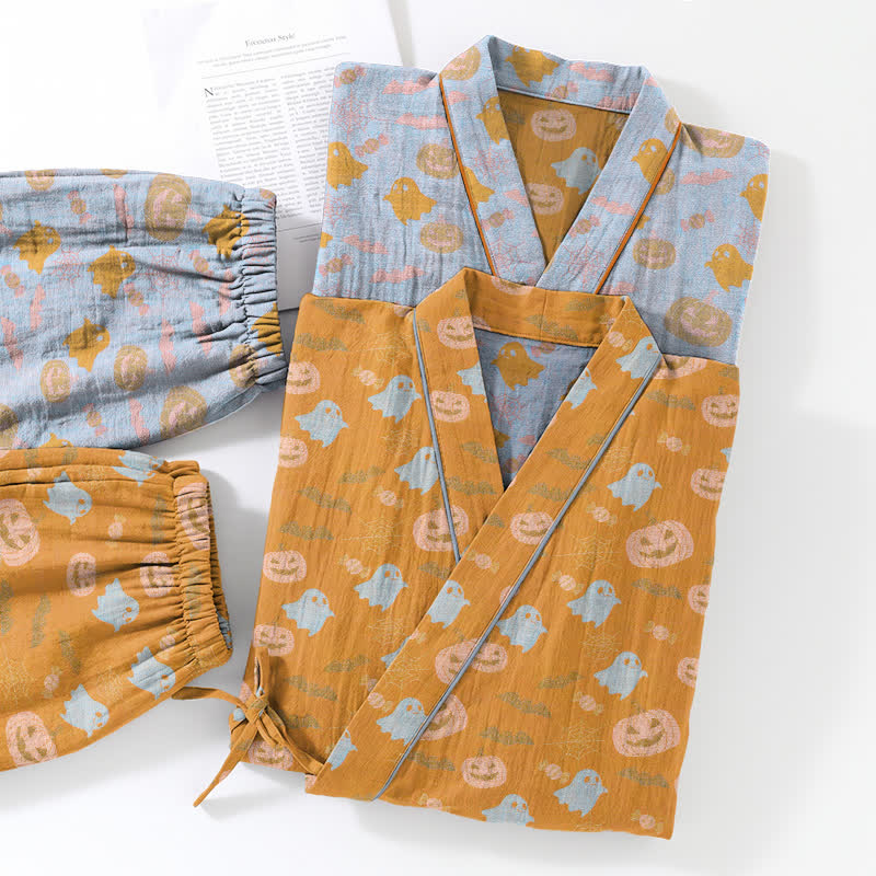 Halloween-Geister-Kürbis-Baumwollkimono-Pyjama-Set - image 5