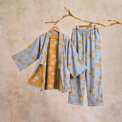 Halloween-Geister-Kürbis-Baumwollkimono-Pyjama-Set - image 12