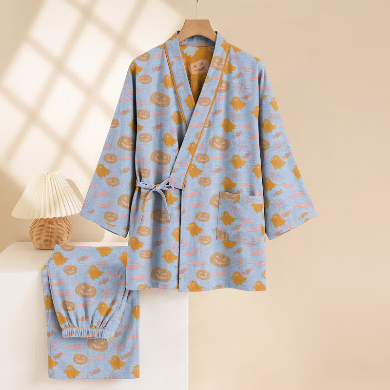 Halloween-Geister-Kürbis-Baumwollkimono-Pyjama-Set - image 11
