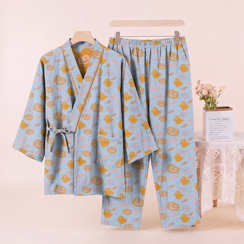 Halloween-Geister-Kürbis-Baumwollkimono-Pyjama-Set - image 10