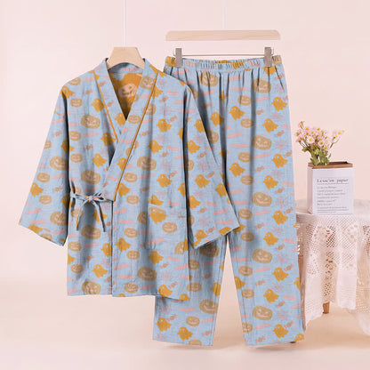 Halloween-Geister-Kürbis-Baumwollkimono-Pyjama-Set - image 10