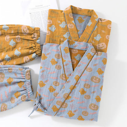 Halloween-Geister-Kürbis-Baumwollkimono-Pyjama-Set - image 13