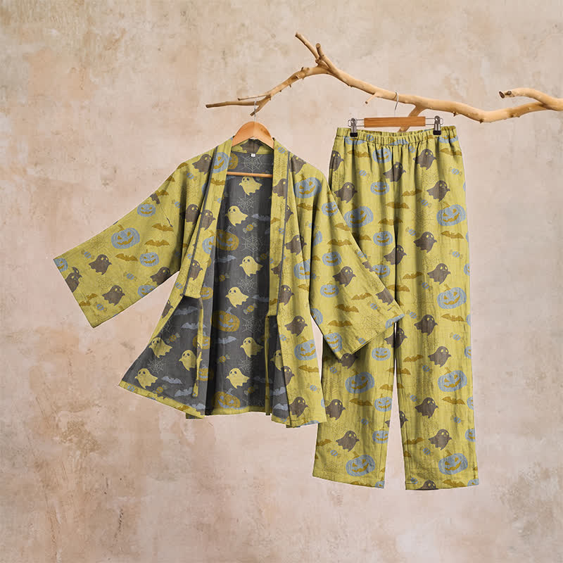 Halloween-Geister-Kürbis-Baumwollkimono-Pyjama-Set - image 20