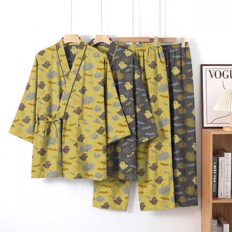 Halloween-Geister-Kürbis-Baumwollkimono-Pyjama-Set - image 17