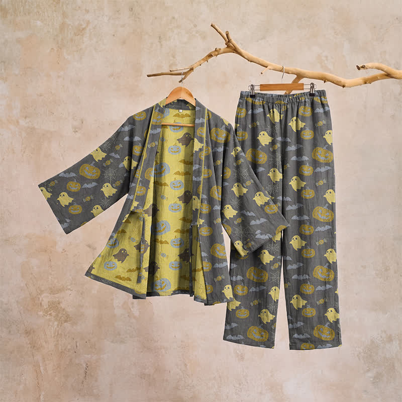 Halloween-Geister-Kürbis-Baumwollkimono-Pyjama-Set - image 28