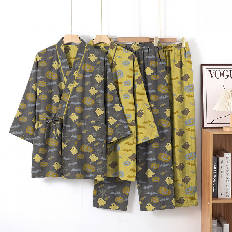 Halloween-Geister-Kürbis-Baumwollkimono-Pyjama-Set - image 25