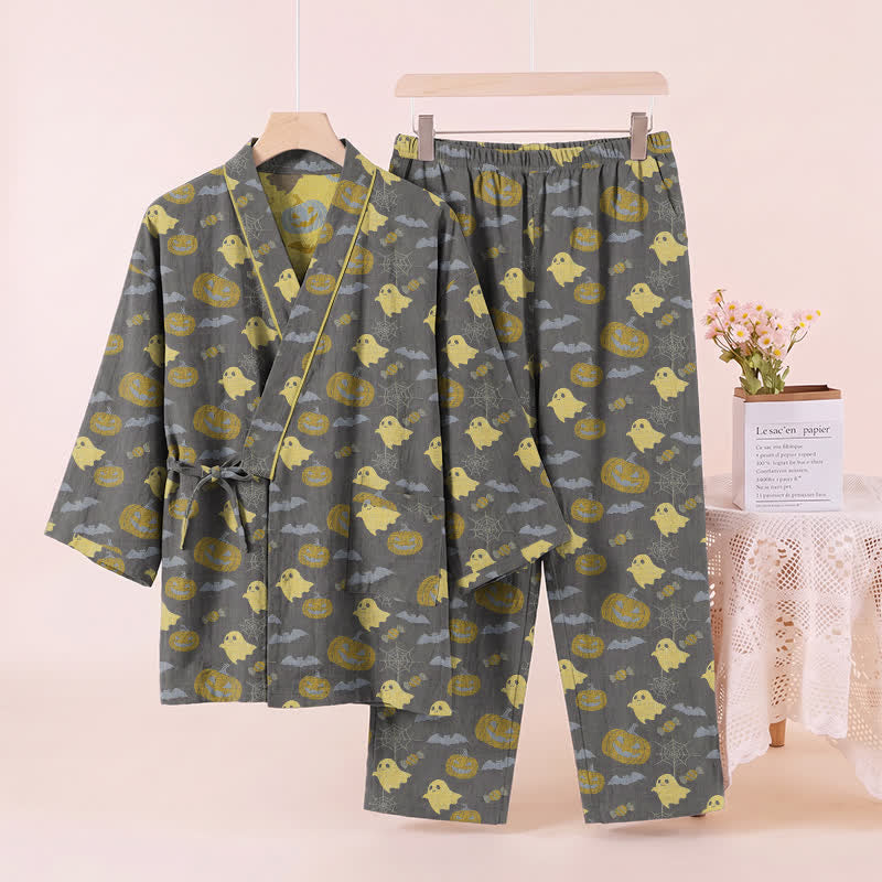 Halloween-Geister-Kürbis-Baumwollkimono-Pyjama-Set - image 26