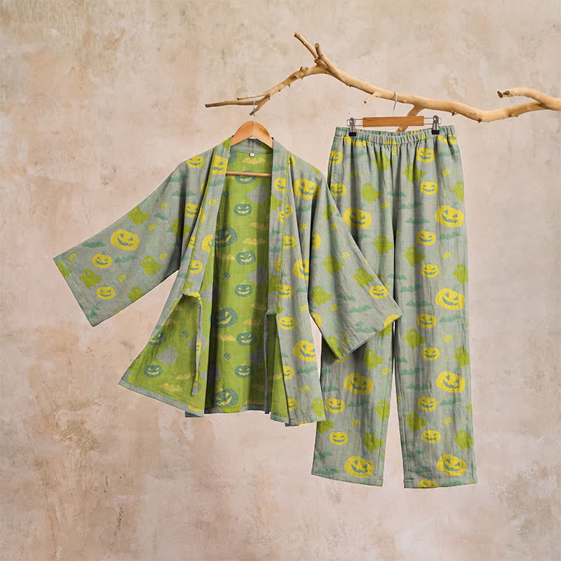 Halloween-Geister-Kürbis-Baumwollkimono-Pyjama-Set - image 44