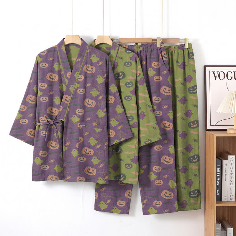 Halloween-Geister-Kürbis-Baumwollkimono-Pyjama-Set - image 49