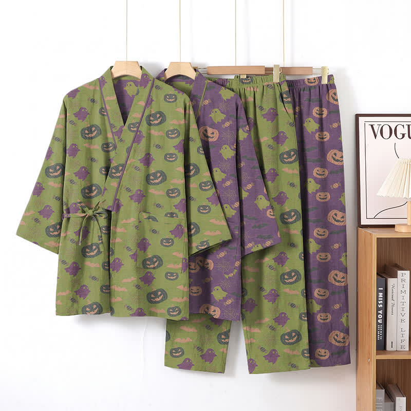 Halloween-Geister-Kürbis-Baumwollkimono-Pyjama-Set - image 57