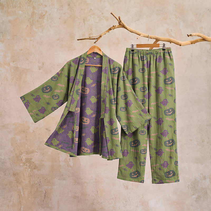 Halloween-Geister-Kürbis-Baumwollkimono-Pyjama-Set - image 60