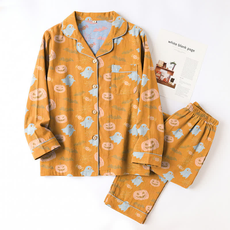 Niedliches Loungewear-Set aus Baumwolle mit Geister- und Kürbismotiven - image 2