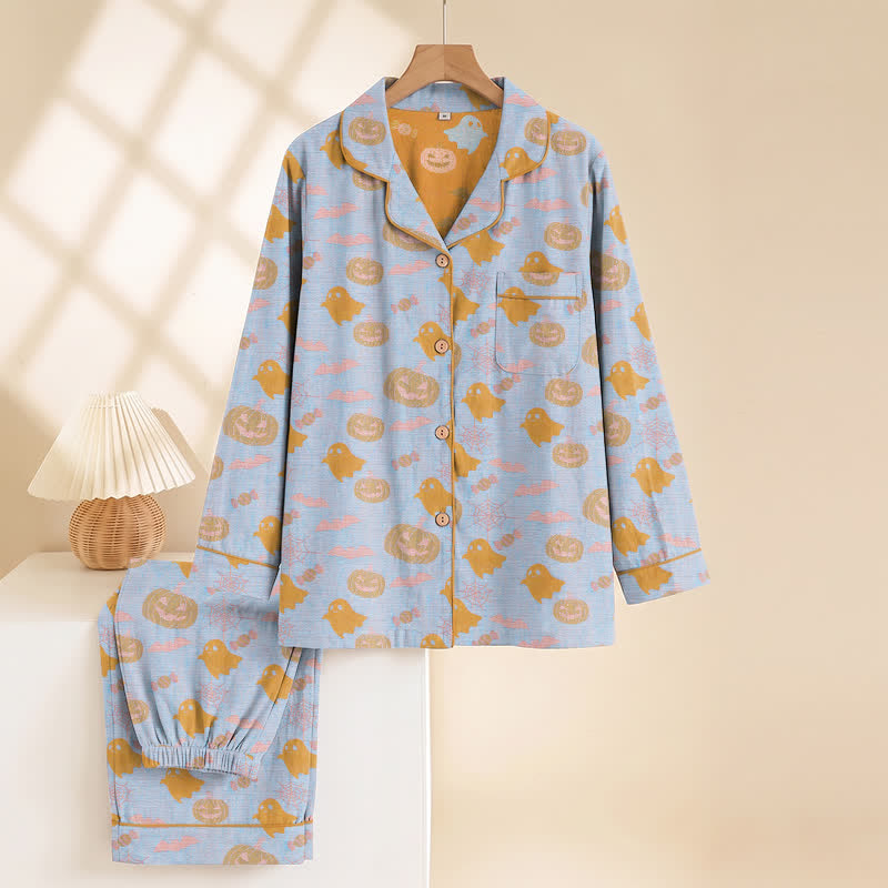 Niedliches Loungewear-Set aus Baumwolle mit Geister- und Kürbismotiven - image 8
