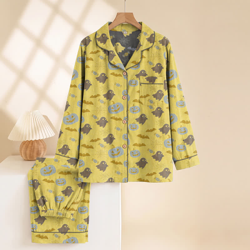 Niedliches Loungewear-Set aus Baumwolle mit Geister- und Kürbismotiven - image 13