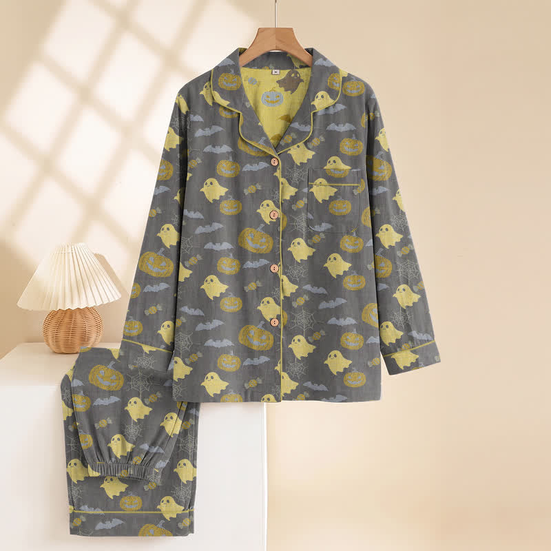 Niedliches Loungewear-Set aus Baumwolle mit Geister- und Kürbismotiven - image 19