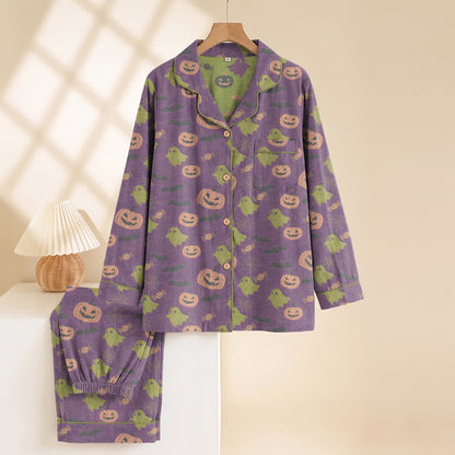 Niedliches Loungewear-Set aus Baumwolle mit Geister- und Kürbismotiven - image 37