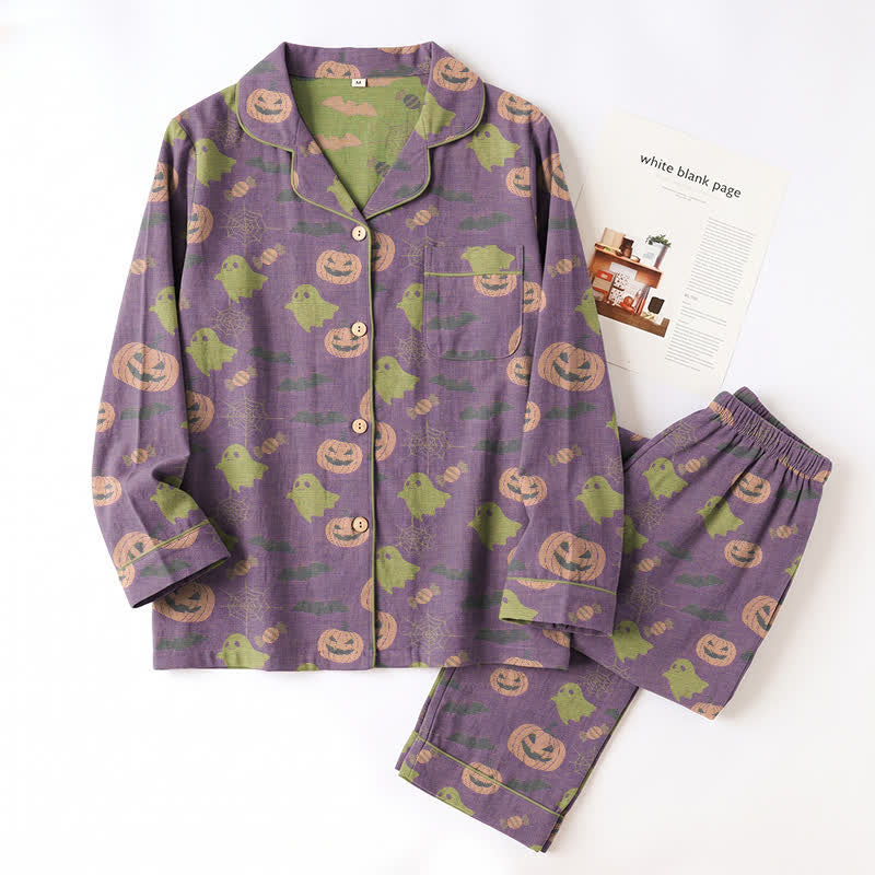 Niedliches Loungewear-Set aus Baumwolle mit Geister- und Kürbismotiven - image 38