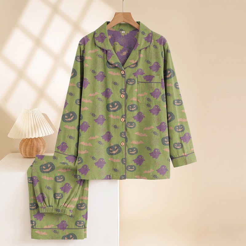 Niedliches Loungewear-Set aus Baumwolle mit Geister- und Kürbismotiven - image 43