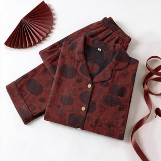 Rotes Kürbismonster-Baumwoll-Loungewear-Set - Rot & Schwarz - XL - image 0