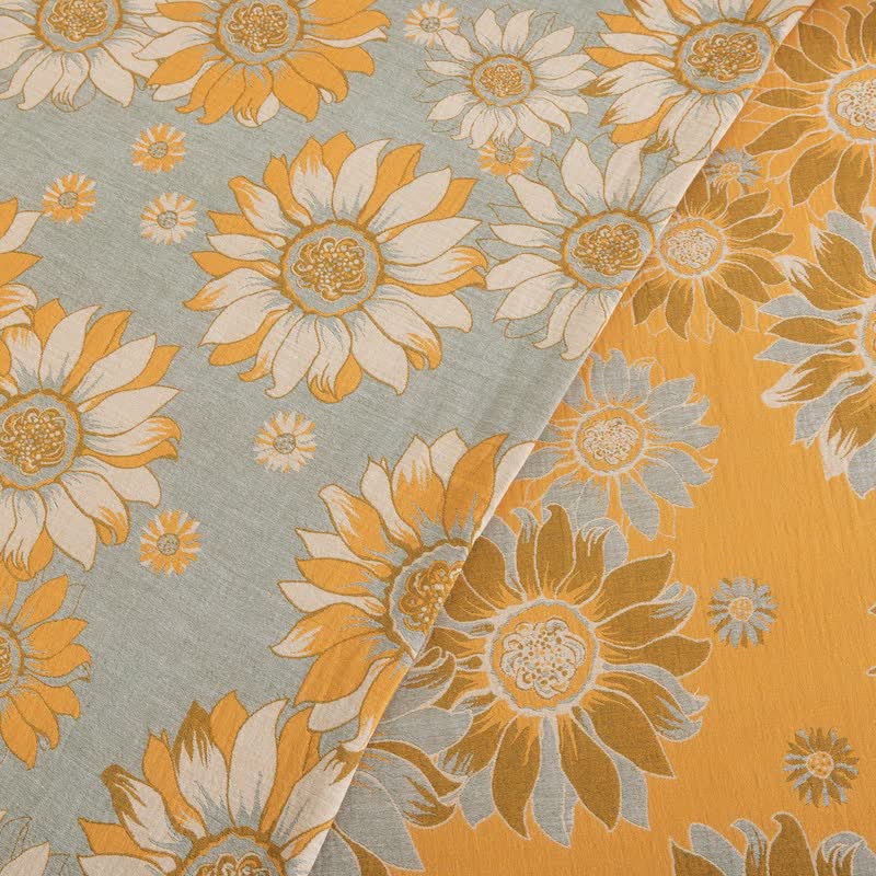 Vintage Sonnenblumen-Orange Baumwoll-Bettwäsche-Set - image 10