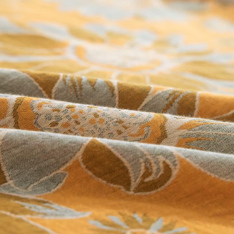 Vintage Sonnenblumen-Orange Baumwoll-Bettwäsche-Set - image 11