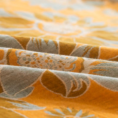 Vintage Sonnenblumen-Orange Baumwoll-Bettwäsche-Set - image 11