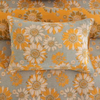 Vintage Sonnenblumen-Orange Baumwoll-Bettwäsche-Set - Hellgrau - 50cm x 50cm x 37" - 2 Kissenbezüge - image 29