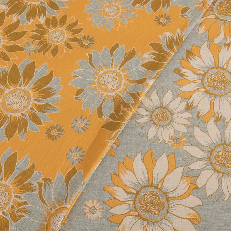 Vintage Sonnenblumen-Orange Baumwoll-Bettwäsche-Set - image 25