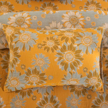 Vintage Sonnenblumen-Orange Baumwoll-Bettwäsche-Set - Orange - 50cm x 50cm x 37" - 2 Kissenbezüge - image 13