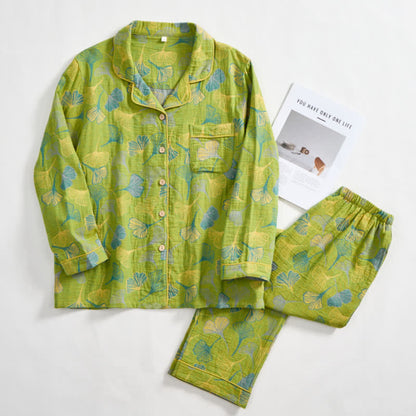 Naturinspiriertes Loungewear-Set aus Baumwolle mit Ginkgoblattmuster - image 4