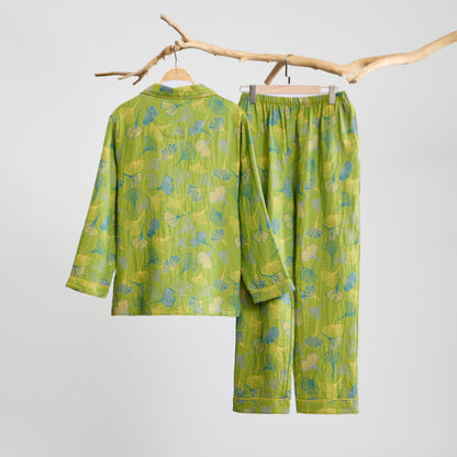 Naturinspiriertes Loungewear-Set aus Baumwolle mit Ginkgoblattmuster - image 2