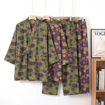 Retro Halloween Kürbis Kimono Pyjama Set - image 9