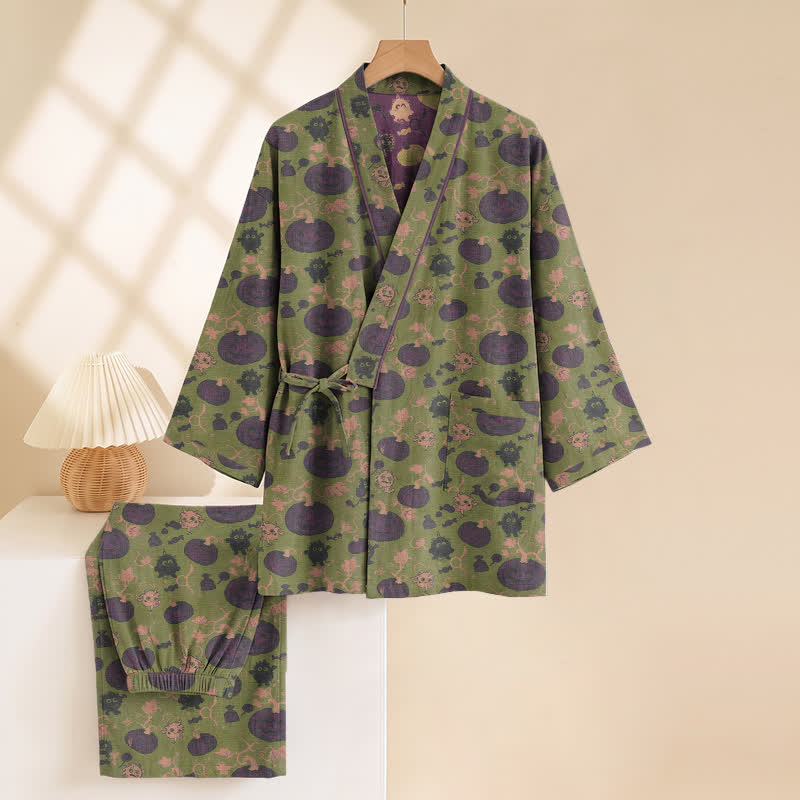 Retro Halloween Kürbis Kimono Pyjama Set - image 10