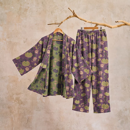 Retro Halloween Kürbis Kimono Pyjama Set - image 6