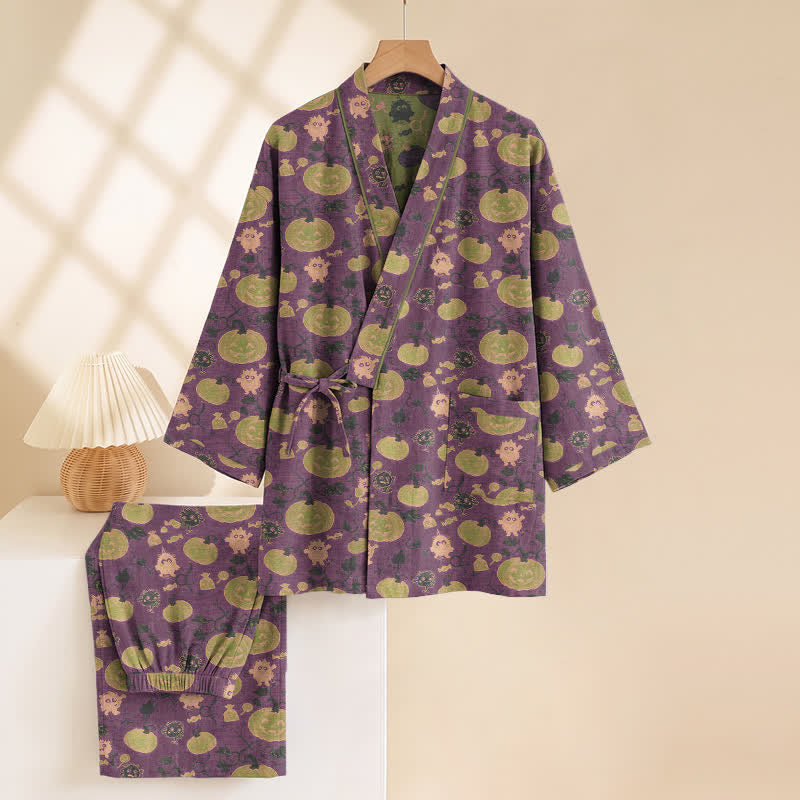 Retro Halloween Kürbis Kimono Pyjama Set - image 2
